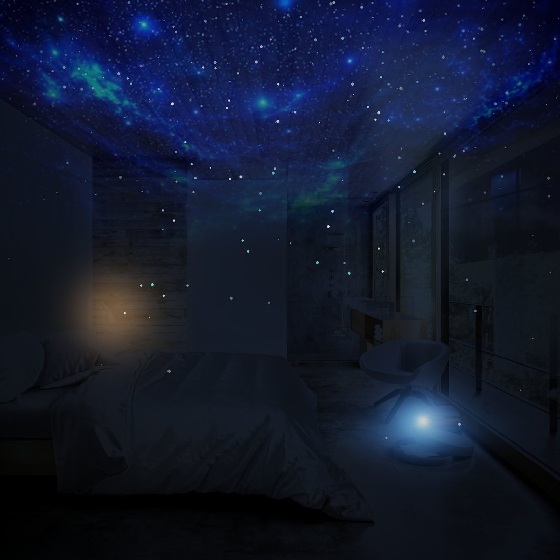 Same bedroom with the Starlit galaxy on